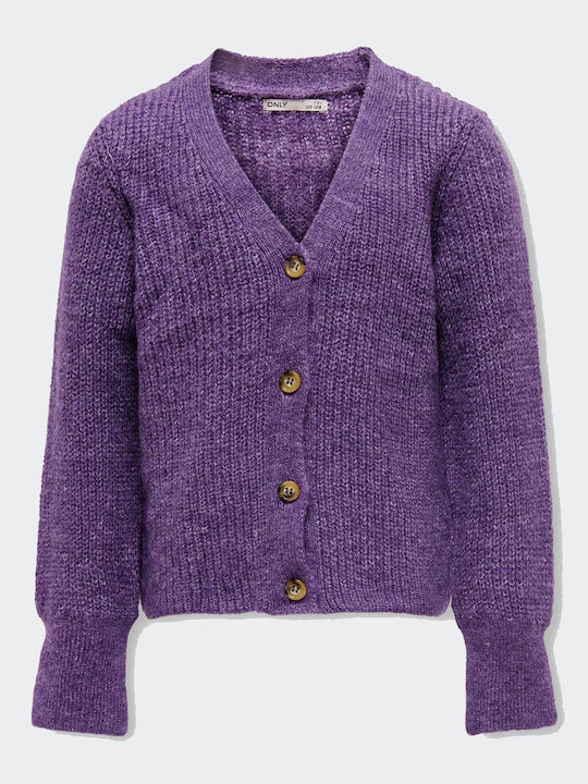 Only Girls Knitted Cardigan with Zipper Purple