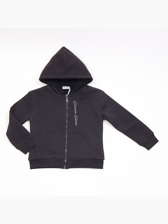 Trax Furry Hooded Sweatshirt with Zipper Black