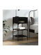 Wooden Bedside Table with Metallic Legs Black 35x34.5x70cm