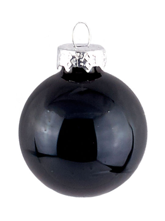 TnS Ornament de Crăciun Bilă Sticlos Negru cu Pulbere de Aur cu Paiete