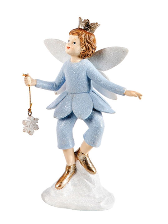 Christmas Plastic Figure Fairy Light Blue Height 17cm