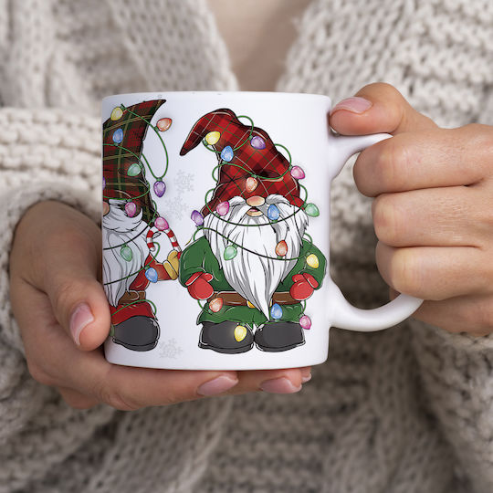 Ornament de masă de Crăciun Cană Ceramic Alb