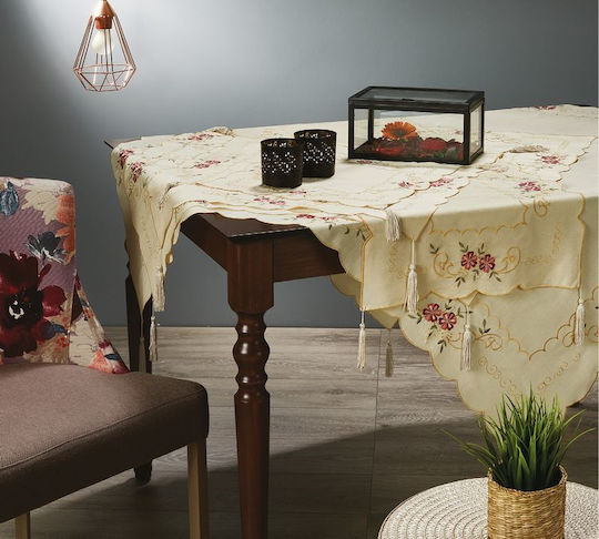 Whitegg Set Christmas Tablecloths Fabric Beige 7pcs