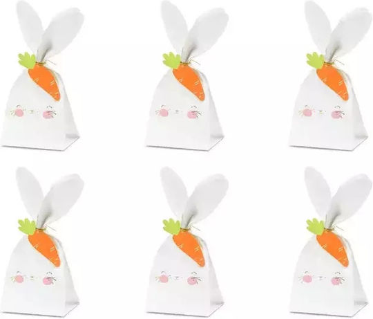 PartyDeco Easter Rabbit Paper White 22.5x9x7.5cm Set of 6 Pieces