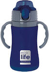 Ecolife Пластмасова бутилка за вода за деца Син 300мл