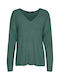 Vero Moda Women's Long Sleeve Pullover with V Neck Green