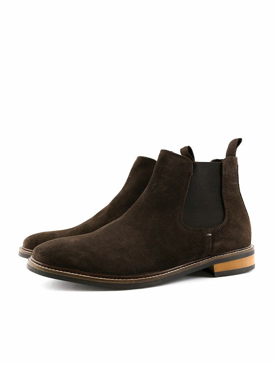 Migato Men's Suede Chelsea Ankle Boots Brown