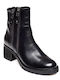 Leder Stiefeletten Damen Schwarz