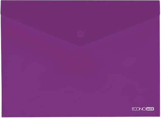 Economix Φάκελος Διαφανής με Κουμπί για Χαρτί A4 Μωβ