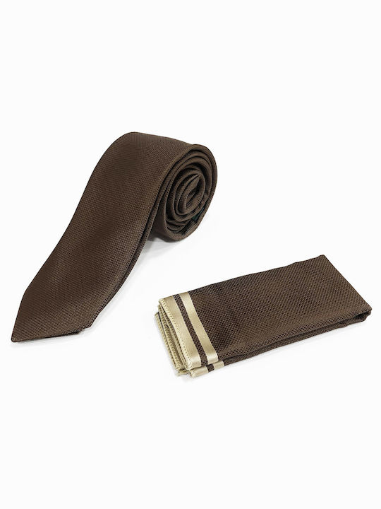 Tresor Men's Tie Set Printed Brown