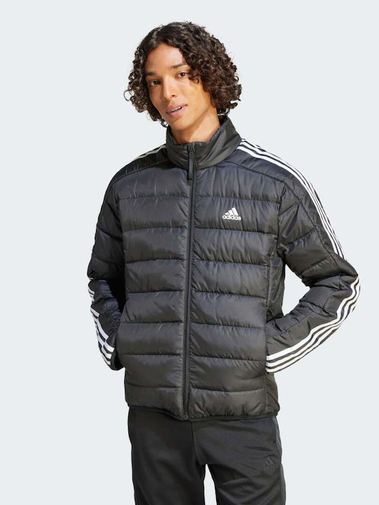Adidas Essentials 3-Stripes Light Down Ανδρικό Χειμωνιάτικο Μπουφάν Puffer Μαύρο