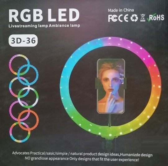 3D-36 Lumină Inelară RGB 36cm cu Suport pentru Telefon