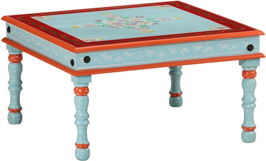 Τετράγωνο Βοηθητικό Τραπεζάκι από Μασίφ Ξύλο Μπλε Μ54xΠ54xΥ30εκ.