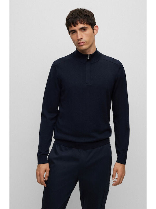Hugo Boss Men's Long Sleeve Sweater with Zipper Navy Blue