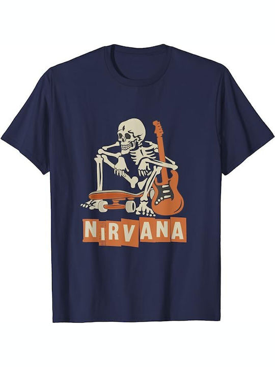 Pegasus Nirvana Bedrucktes T-shirt Marineblau