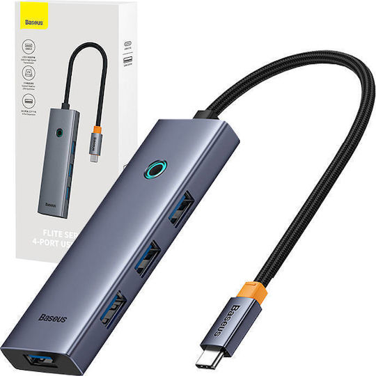 Baseus UltraJoy Hub 4 Ports USB 3.0 with USB-C Connection Gray