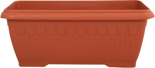 Miltoplast Olympos Planter Box Plastic Terracotta 60x31x33cm.