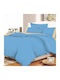 Le Blanc Cotton Line Σετ Σεντόνια Διπλά 200x240εκ. Γαλάζιο (4τμχ)