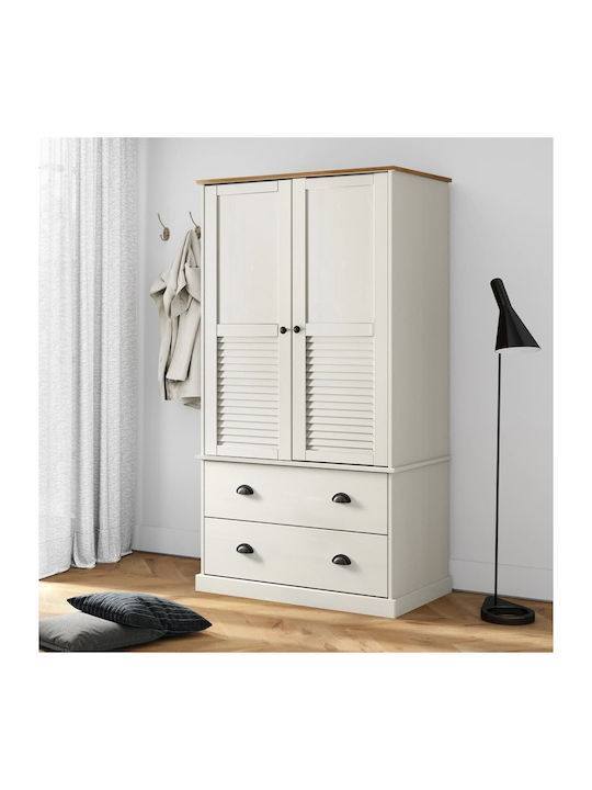Doppeltür Kleiderschrank Weiß 90x55x176cm