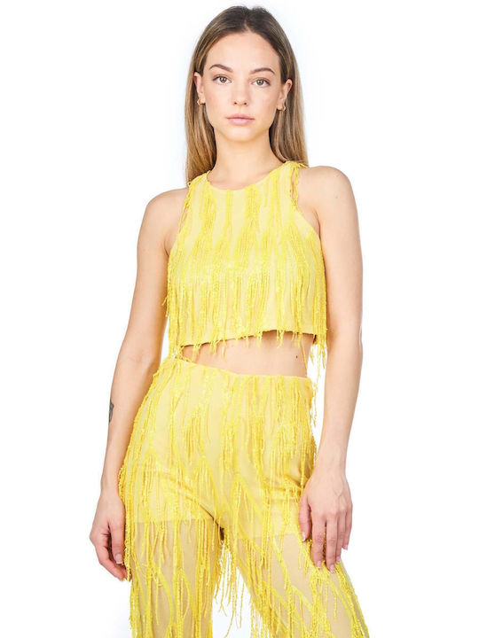 Zoya Women's Summer Crop Top Sleeveless Yellow
