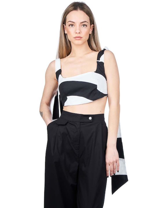 Zoya pentru Femei de Vară Crop Top fără Mâneci Negru