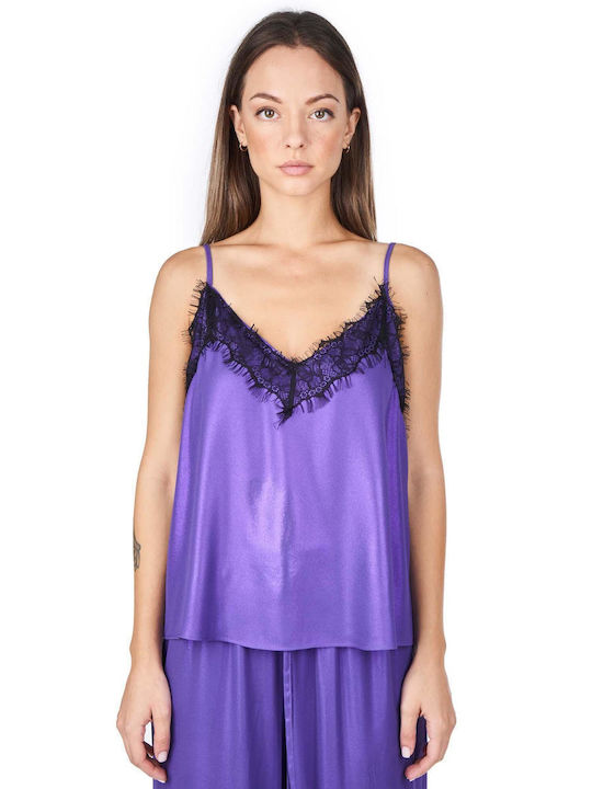 Zoya Women's Lingerie Top with Lace Purple