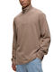 Estate Rib Half-Zip Pulover cu Mâneci Lungi Bej