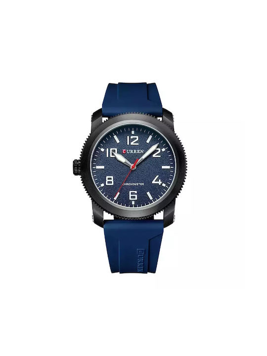 Curren Watch Battery with Blue Rubber Strap