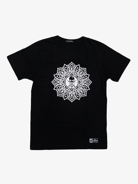 Seven Virtues T-shirt Bărbătesc cu Mânecă Scurtă Negru