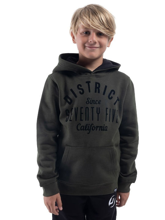 District75 Boys Fleece Hooded Sweatshirt with Zipper Khaki