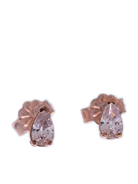 Papadopoulos Gold Earrings made of Pink Gold with Stones
