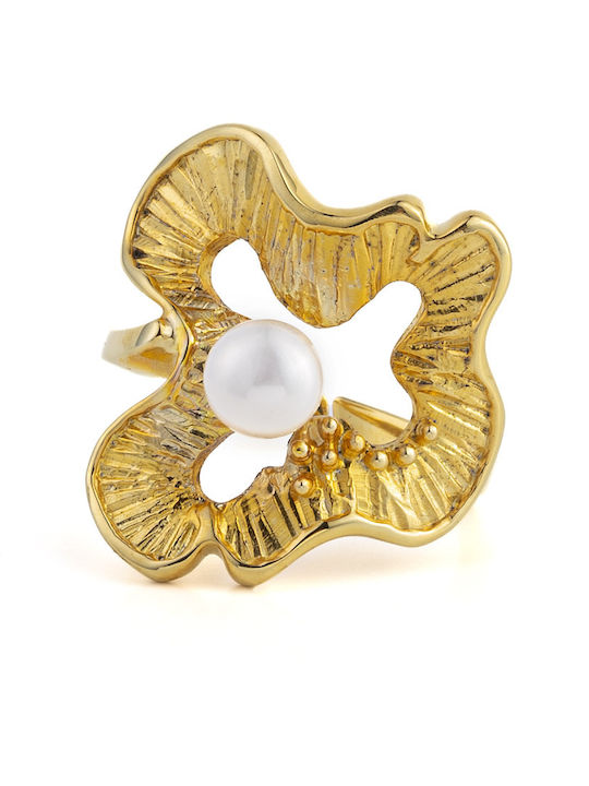 George Art Jewels Ring with Pearls made of Silver Gold Plated