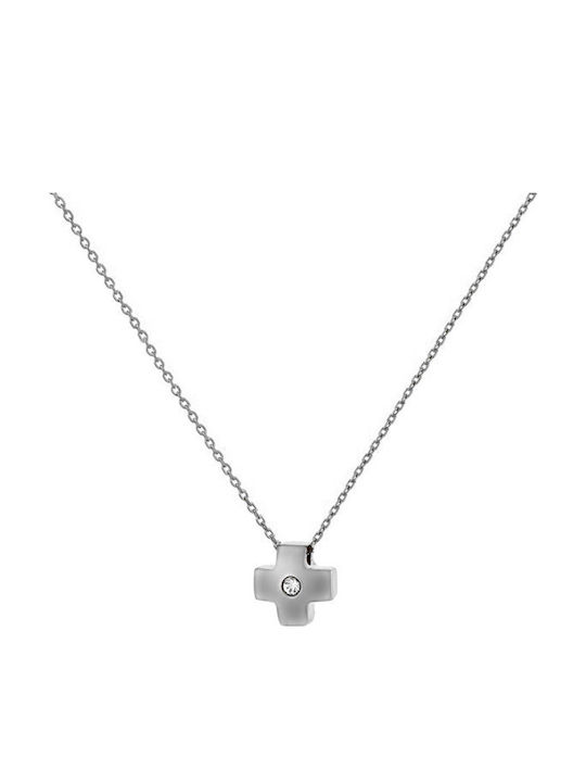 Katsigiannis Crucifix din Aur Alb 14K cu Lanț SN-1075