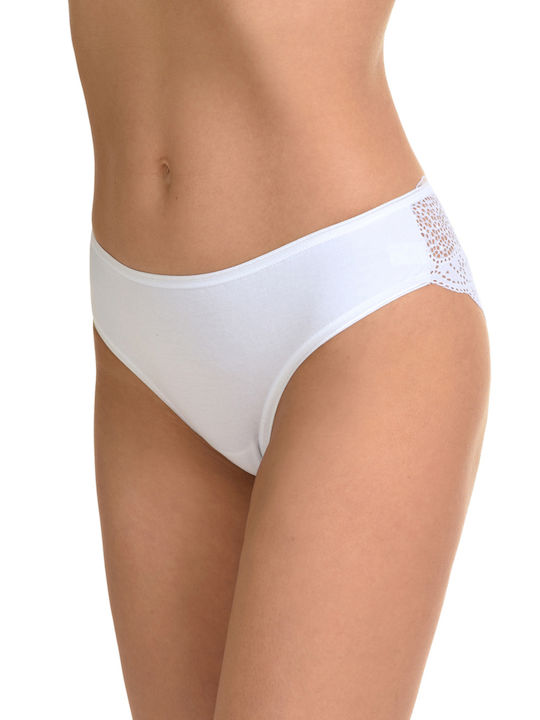 Miss Rosy Damen Slip mit Spitze Weiß