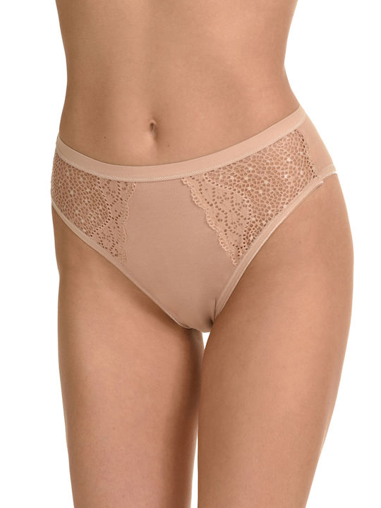 Damen Slip mit Spitze Beige