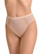 Miss Rosy Baumwolle Hochtailliert Damen Slip mit Spitze Beige