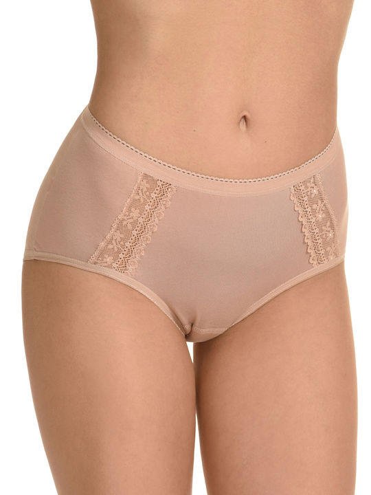 Miss Rosy Baumwolle Damen Slip mit Spitze Beige