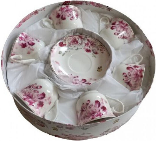 Karvounis Set Tassen Tee aus Porzellan Weiß 200ml 6Stück