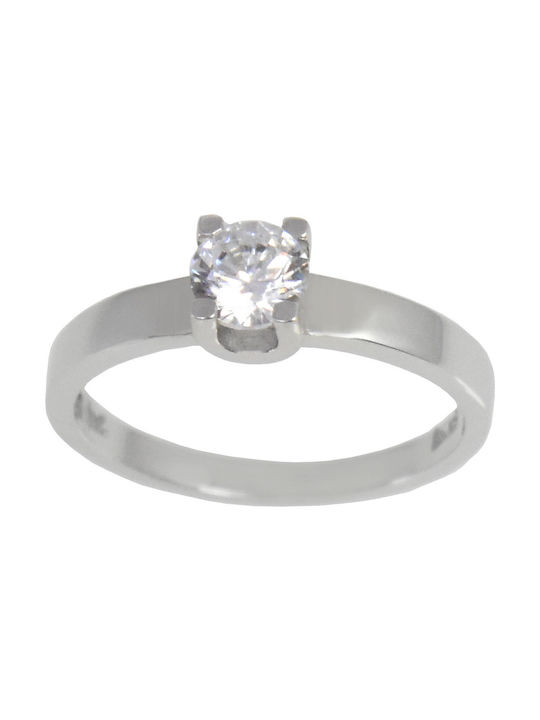 Κατσιγιάννης Single Stone Ring of White Gold 14K