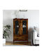 Living Room Display Cabinet from Wood and Metal with Brown Glass 69.5x31x115cm