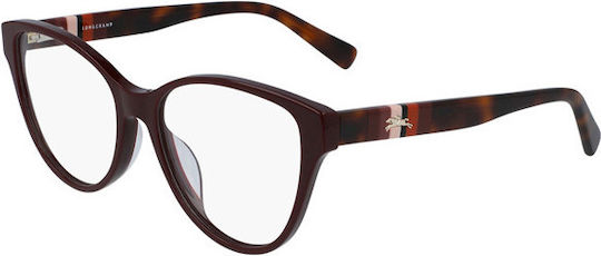 Longchamp Γυναικείος Κοκκάλινος Σκελετός Γυαλιών Cat Eye Καφέ Ταρταρούγα LO2634 604