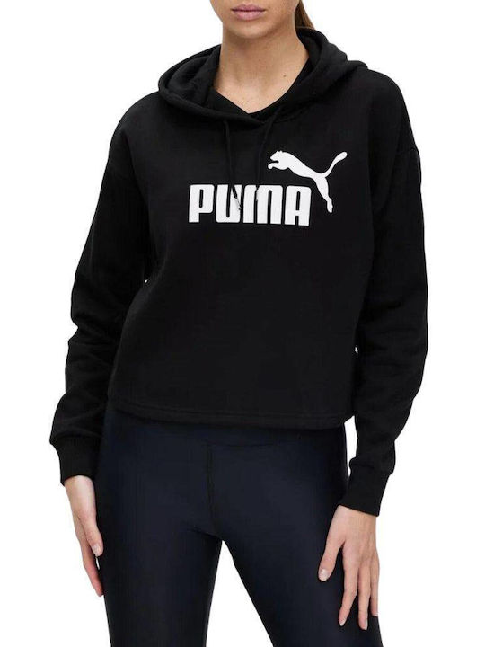 Puma ESSENTIALS Women's Cropped Hooded Sweatshirt Black