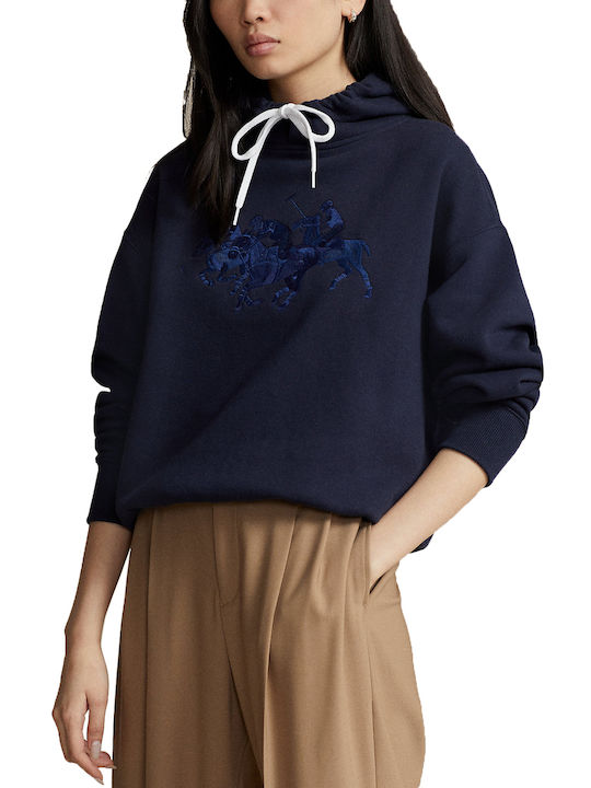 Ralph Lauren Women's Hooded Fleece Sweatshirt Navy Blue