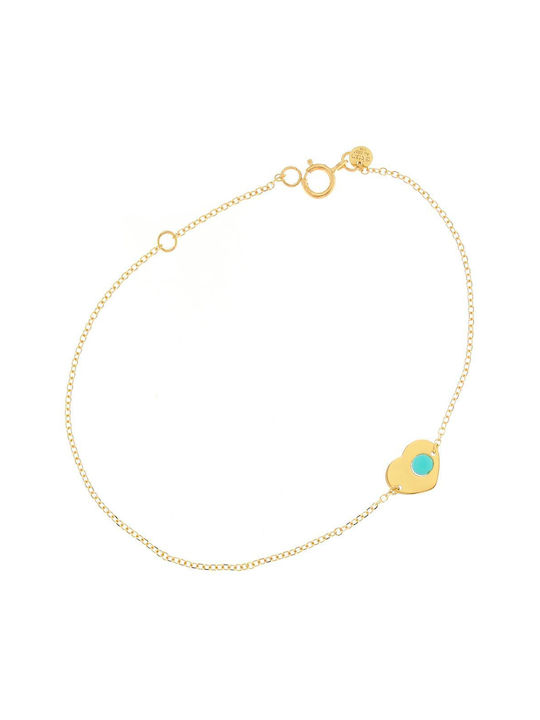 Q-Jewellery Kids Bracelet Chain from Gold 14K with Heart