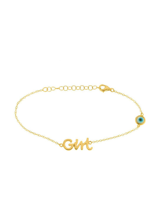 Q-Jewellery Kids Gold Plated Silver Chain Bracelet with Evil Eye for Girl