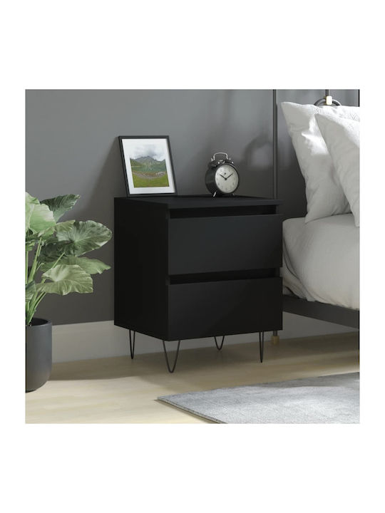 Wooden Bedside Table Black 40x35x50cm