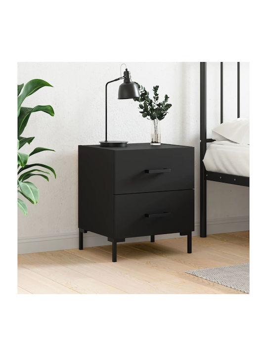 Wooden Bedside Table Black 40x35x47.5cm