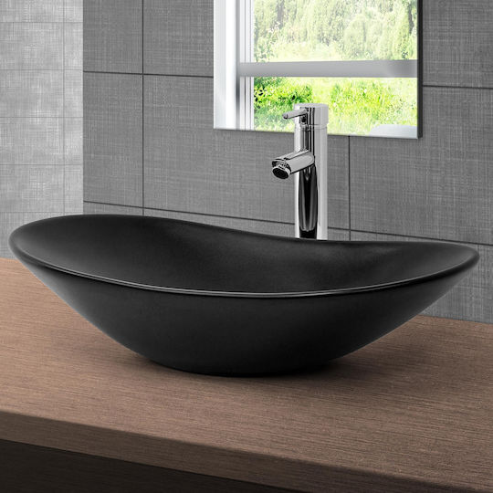 ML-Design Επικαθήμενος Νιπτήρας Κεραμικός 63x36x15.5cm Μαύρος