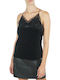 Women's Velvet Lingerie Top with Lace Black