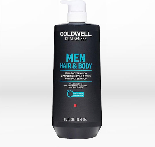 Goldwell Dualsenses Men Hair and Body Bubble Bath Gel for Men with Glycerin and Mint Scent 1000ml